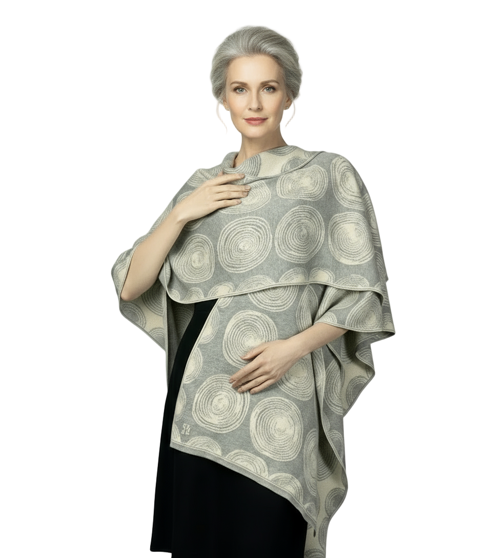 Spirals Cape Light Grey and Cream