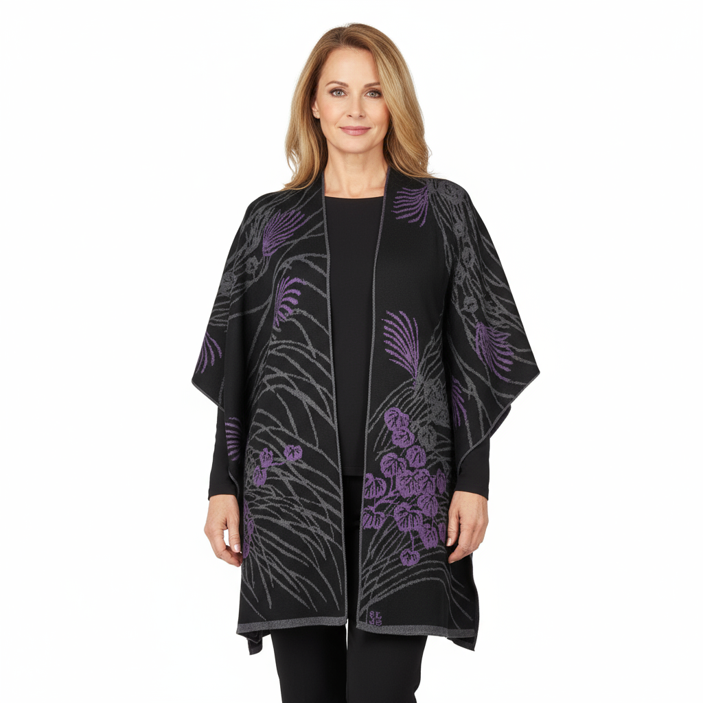 Moon Vine Cape Black, Grey, Purple