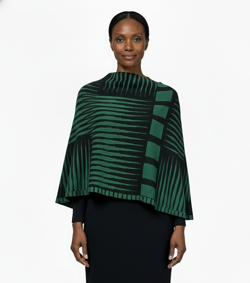 Tides: Reversible Black Hunter Shawl Scarf Wrap