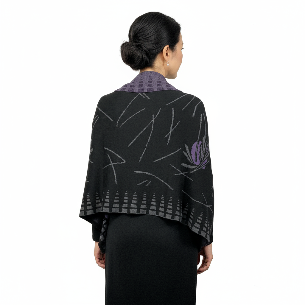 Black Grey Purple Shawl Scarf Wrap