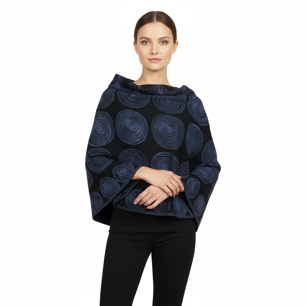 Spirals Denim Black Shawl Scarve Wrap