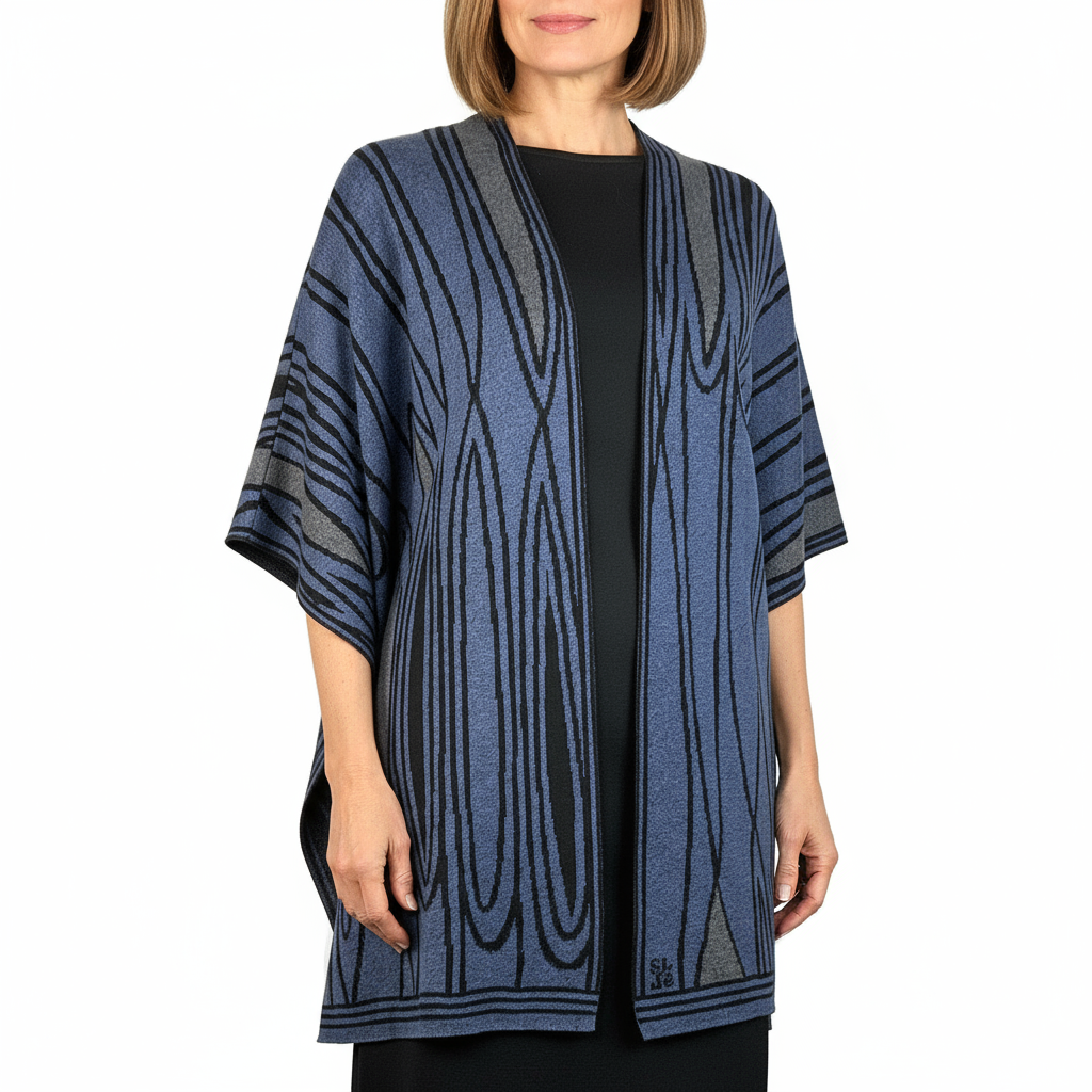 Mid Century Cape Denim, Black and Charcoal