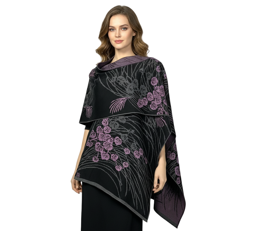 Moon Vine Cape Black, Grey, Pink