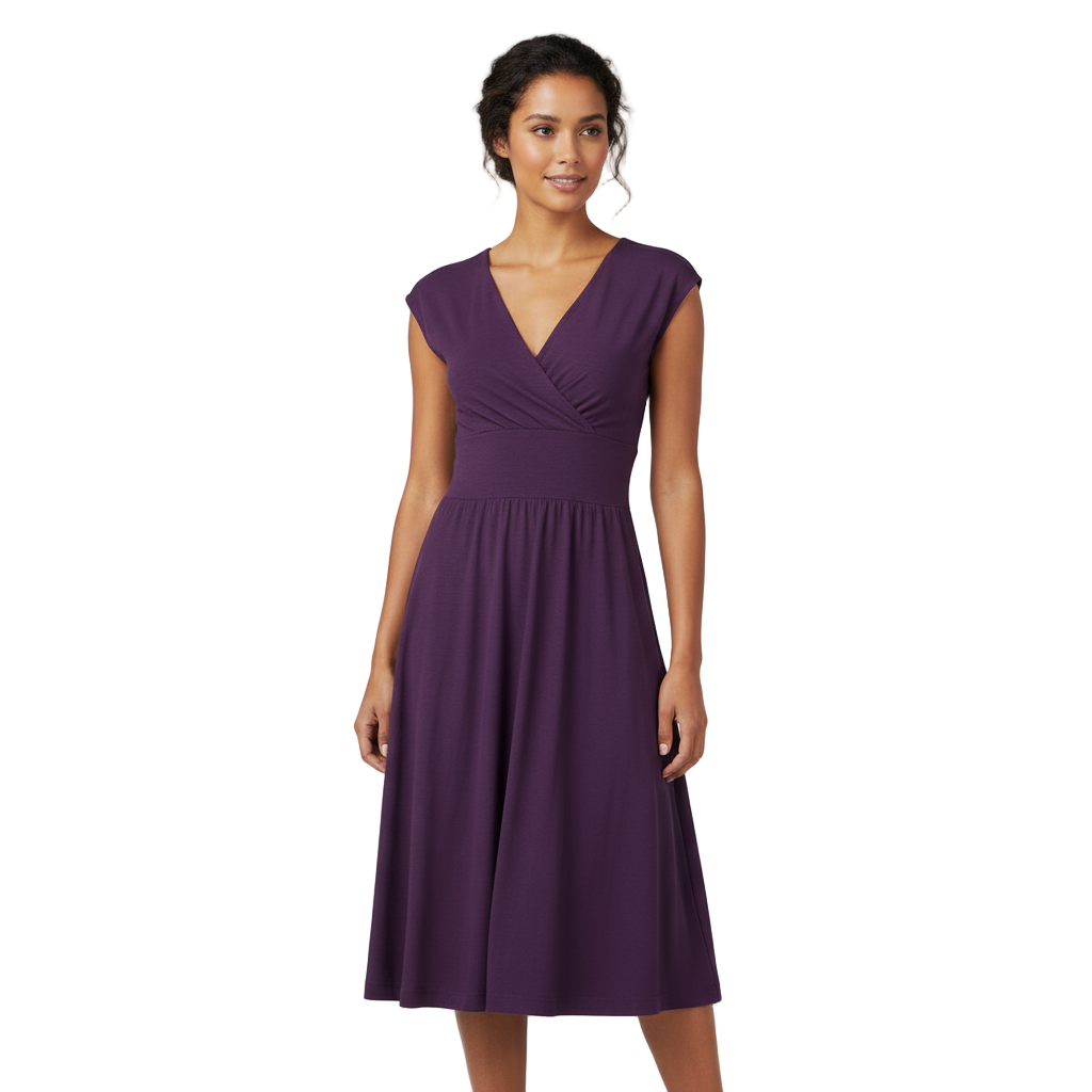 Solid Purple Cotton Bamboo Ruby Dress Sharon London Solid Purple Cotton Bamboo Ruby Dress Sharon London