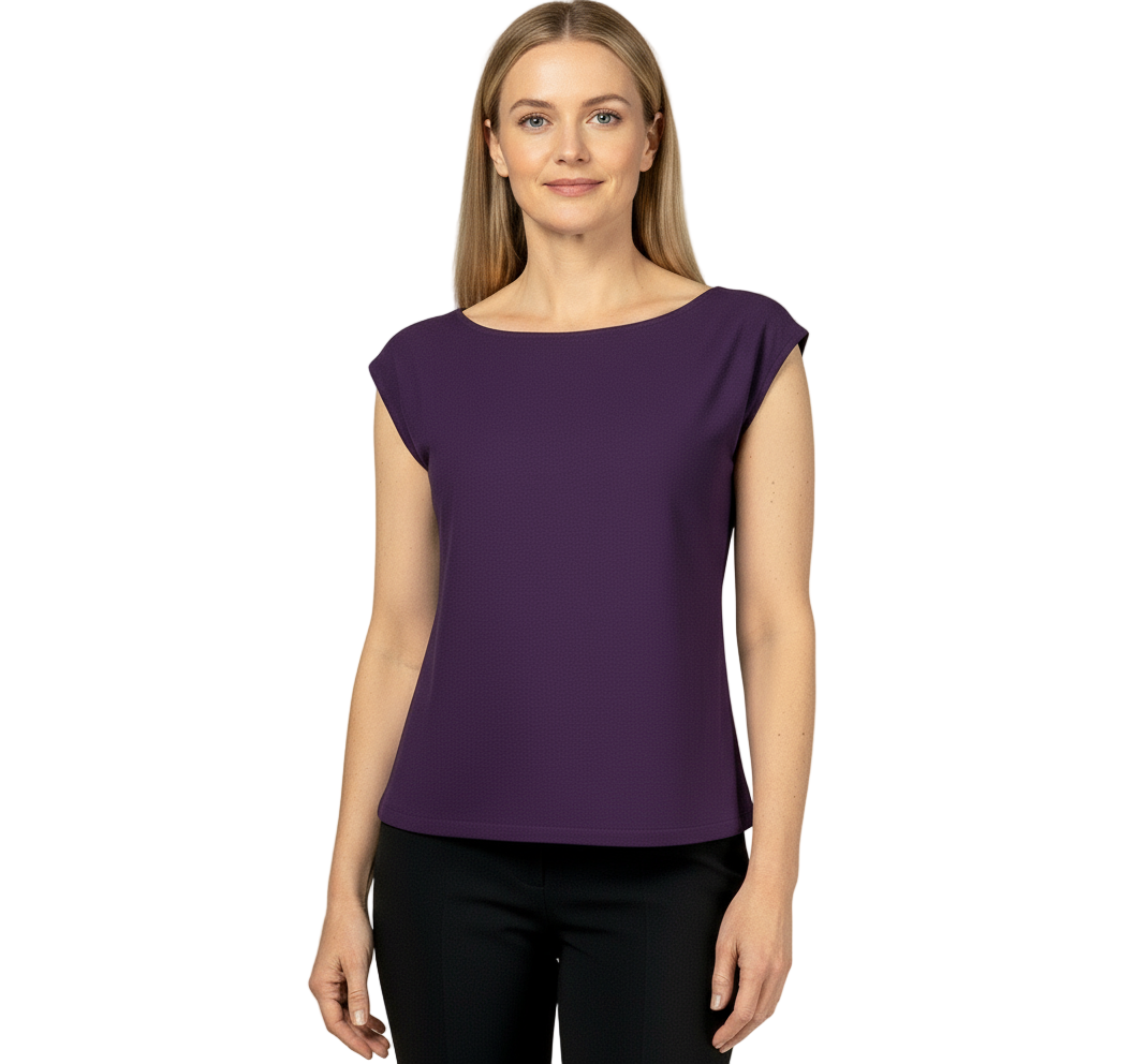 Solid Ava Top Cap Sleeve Purple