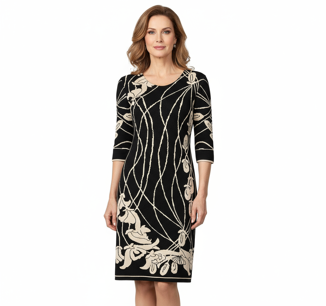 Water Lily Amanda Dress Black and Cream