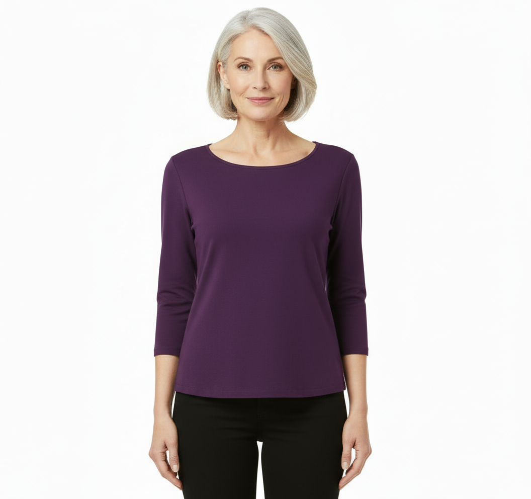 Solid Ava Top Half Sleeve Purple