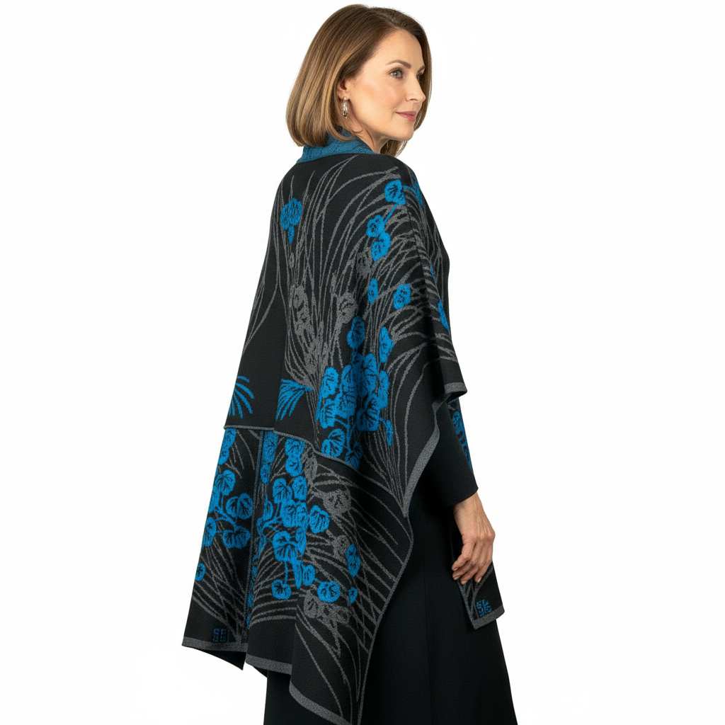 Moon Vine Cape Black, Grey, Turquoise