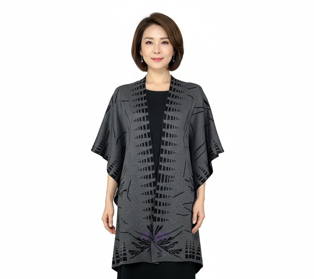 Blossom Cape  Charcoal, Black, Purple