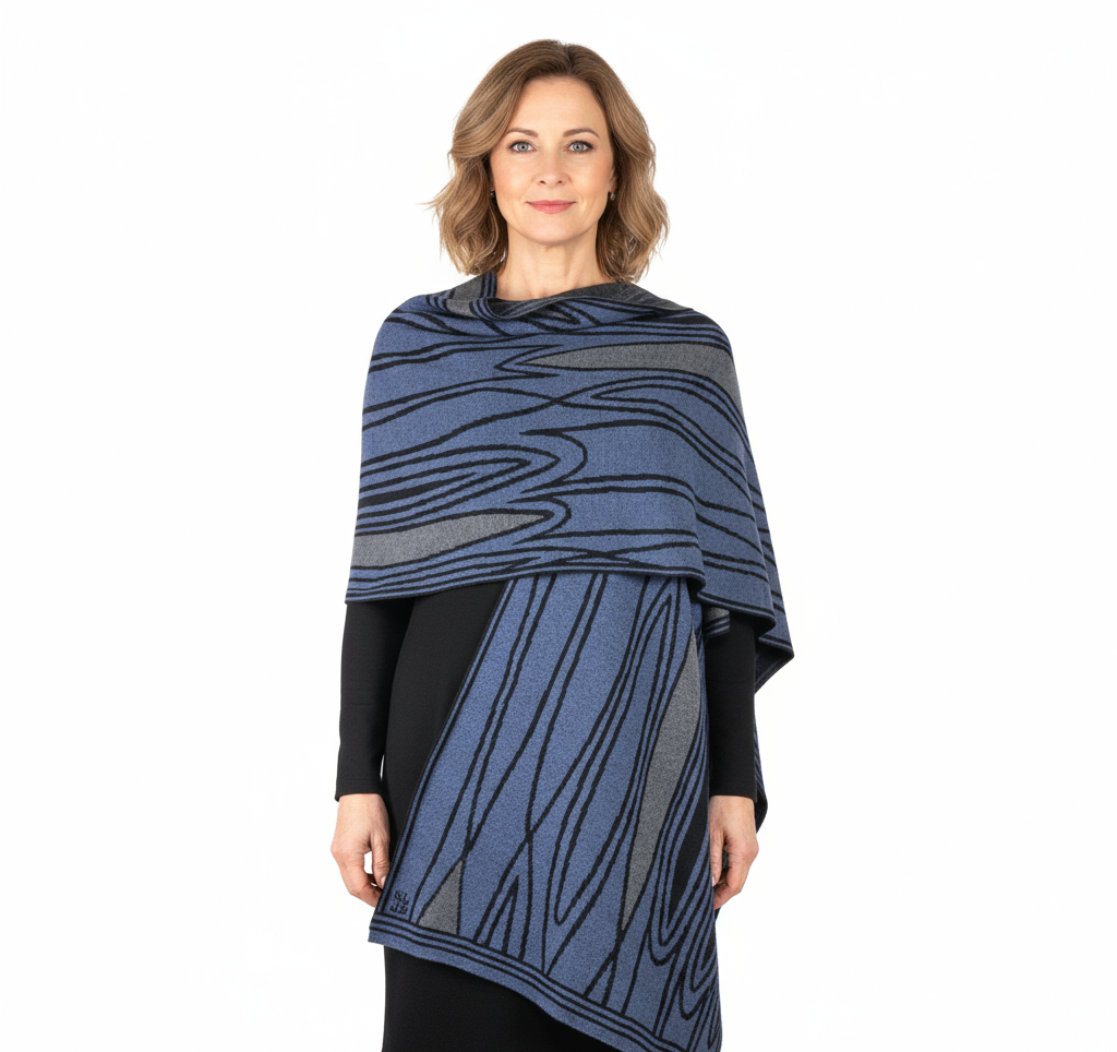 Mid Century Cape Denim, Black and Charcoal