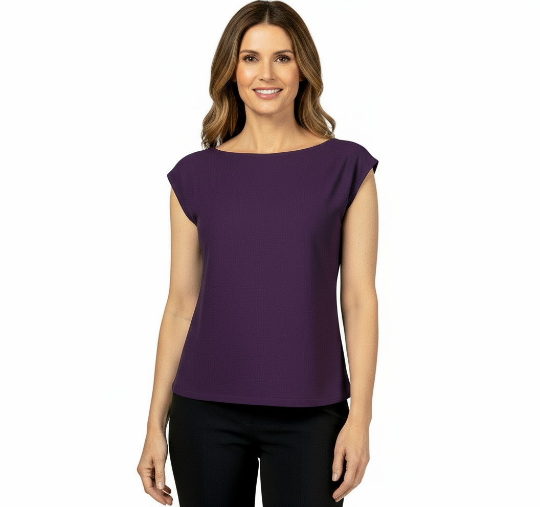 Solid Ava Top Cap Sleeve Purple