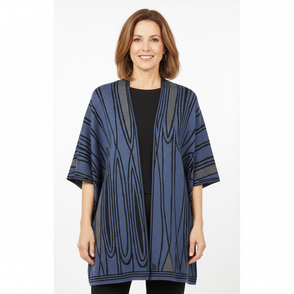 Mid Century Cape Denim, Black and Charcoal