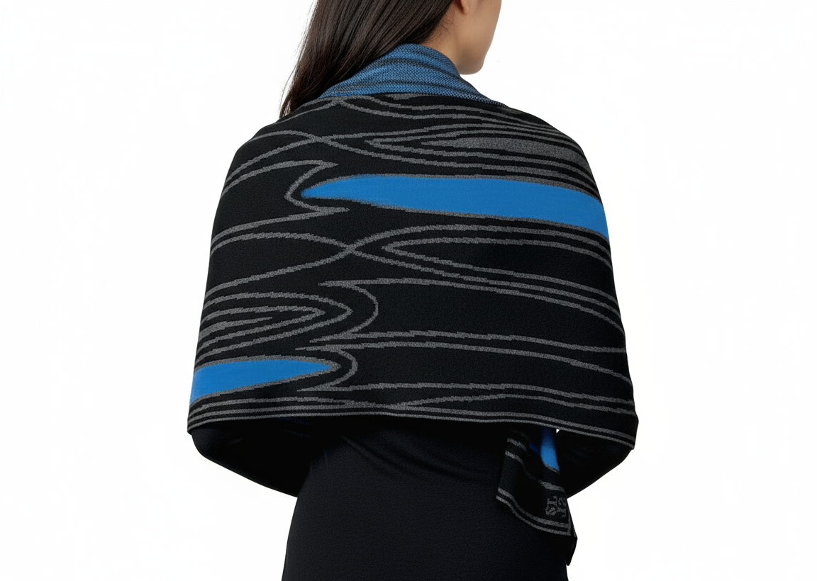 Mid Century Black, Grey, Turquoise Scarf