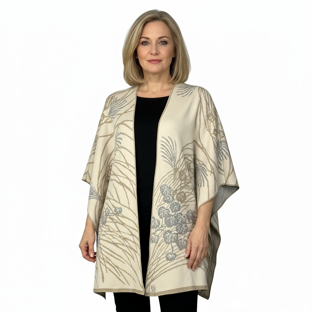 Moon Vine Cape Cream, Sand and Light Grey