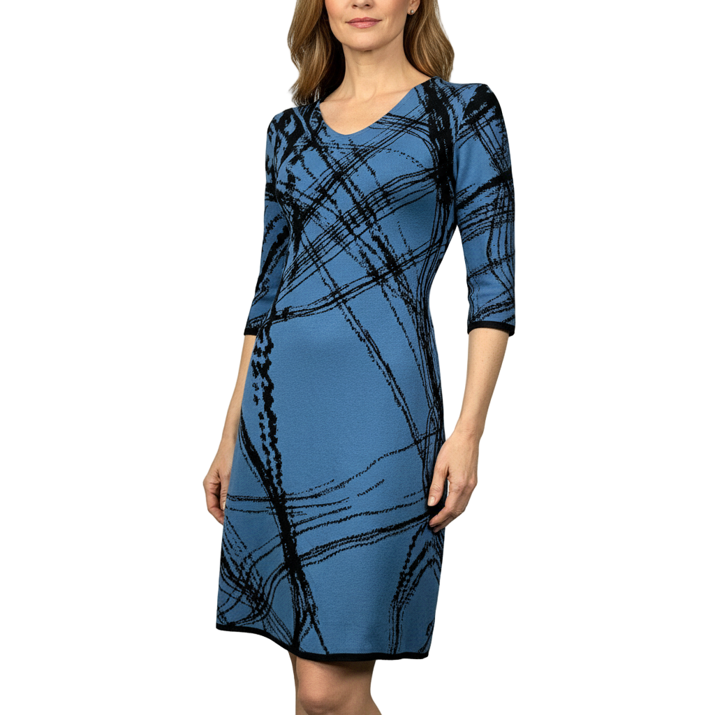 Mirage Amanda Dress Mid Blue and Black