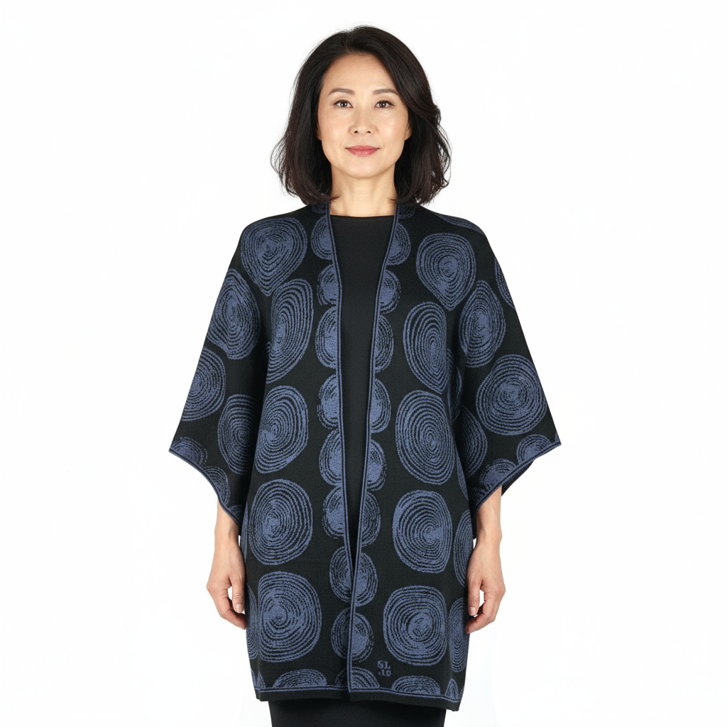Spirals Cape Black & Denim Blue