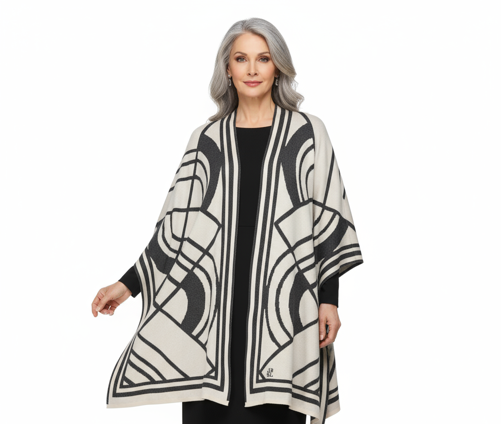 Deco Cape Charcoal and Cream