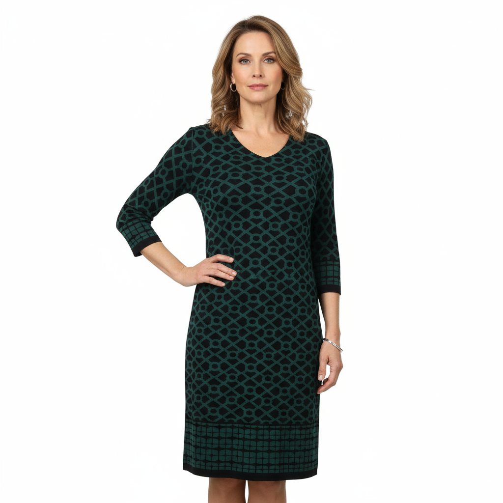 Bus Stop Amanda Dress Black and Hunter Green