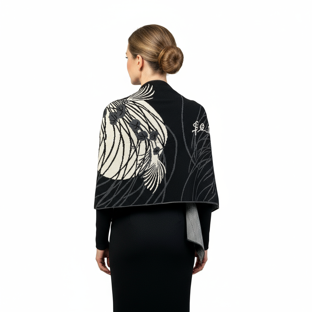 Moonscape Shawl Wrap Black, Grey, Cream