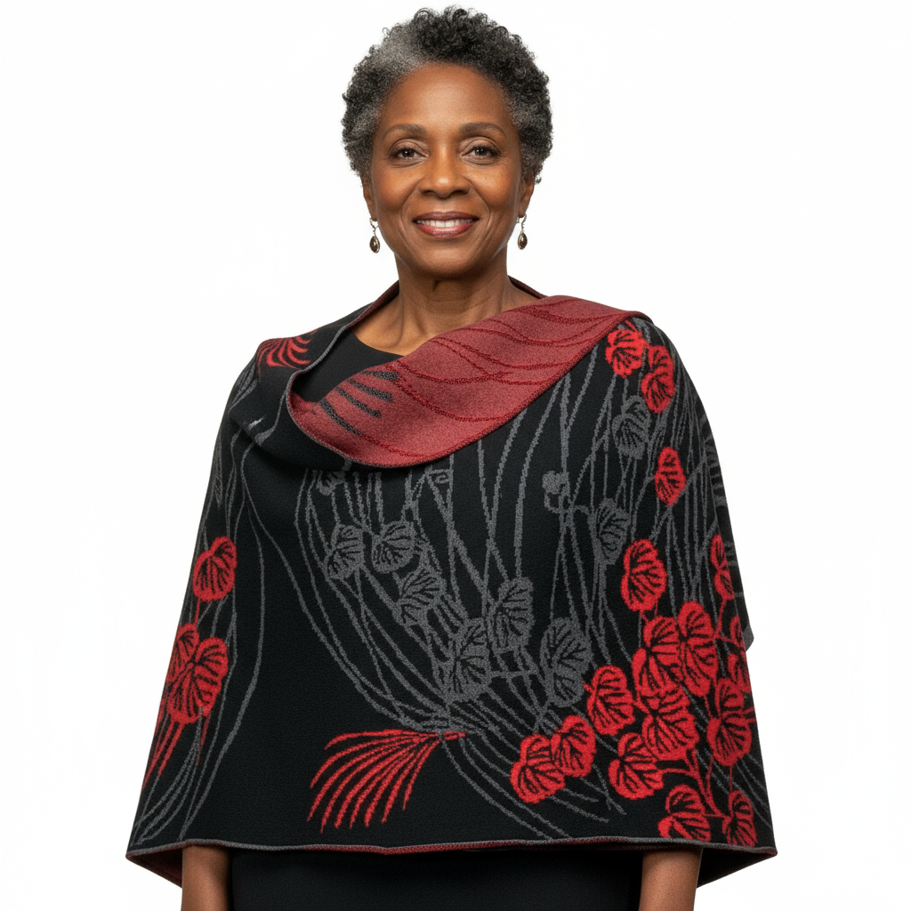 Moonscape Shawl Wrap Black, Dark Grey, Red