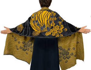 Moonscape Shawl Scarf Wrap Black, Dark Grey, Gold