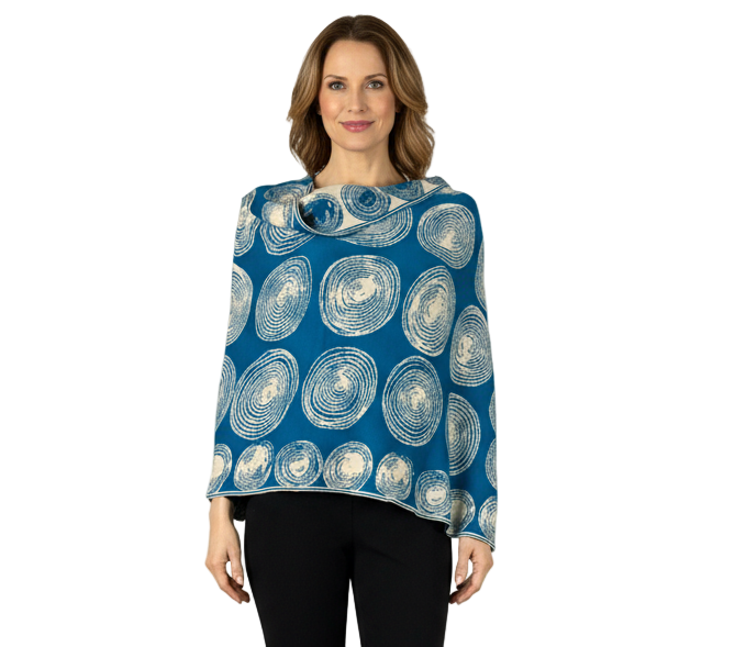 Spirals Turquoise Cream Shawl Scarf Wrap
