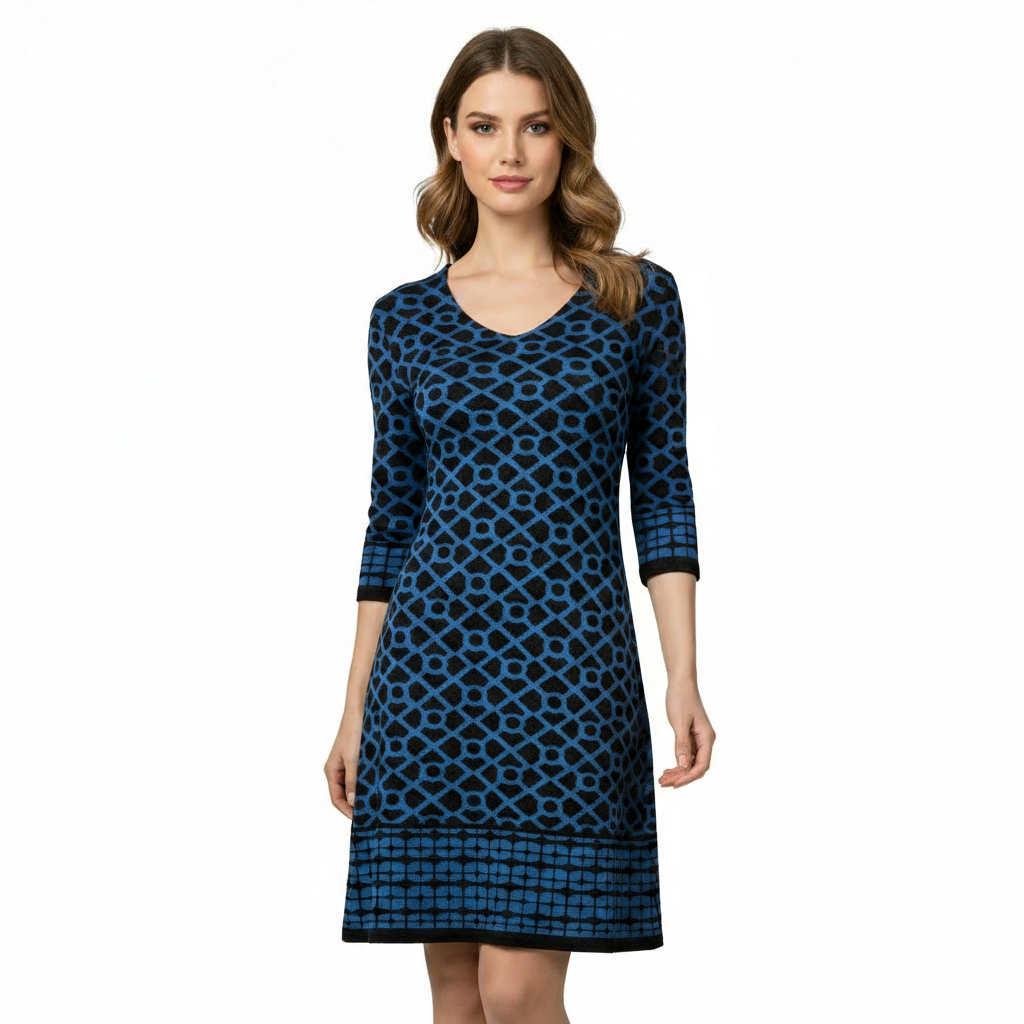Bus Stop Amanda Dress Black and Mid Blue