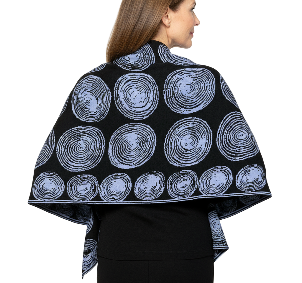 Spirals BlackPeriwinkle Blue Shawl Scarf Wrap