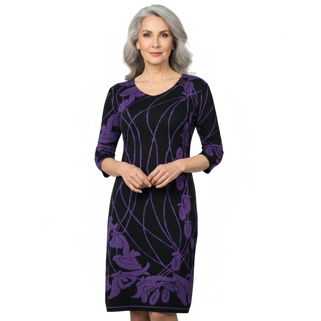 Water Lily Amanda Dress Black and Purple