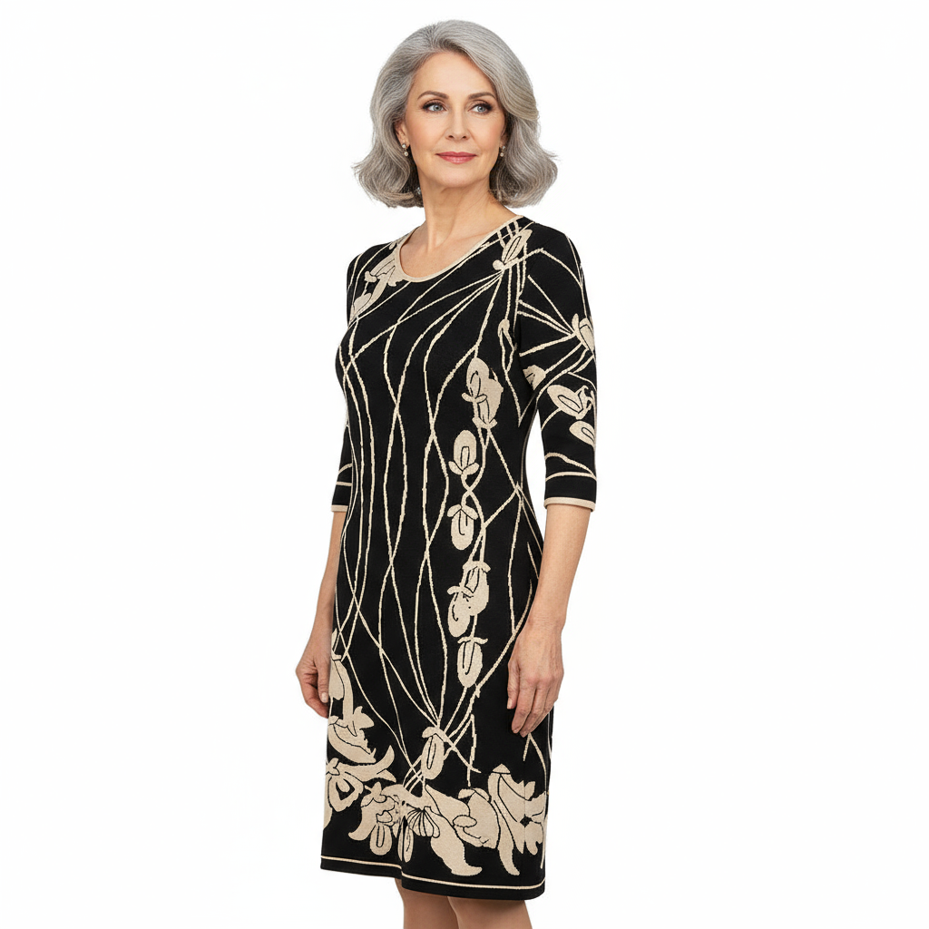 Water Lily Amanda Dress Black and Cream