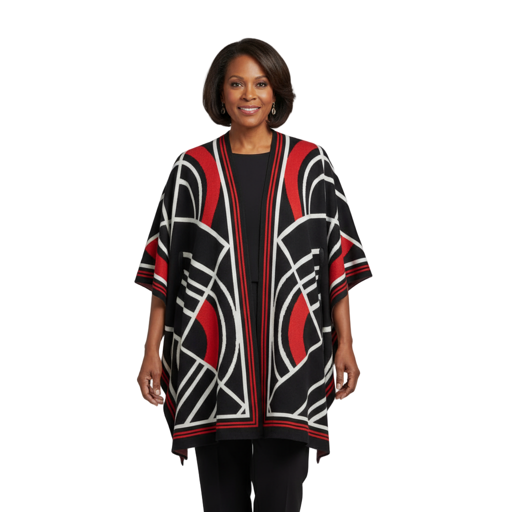 Deco Cape Black Cream Red