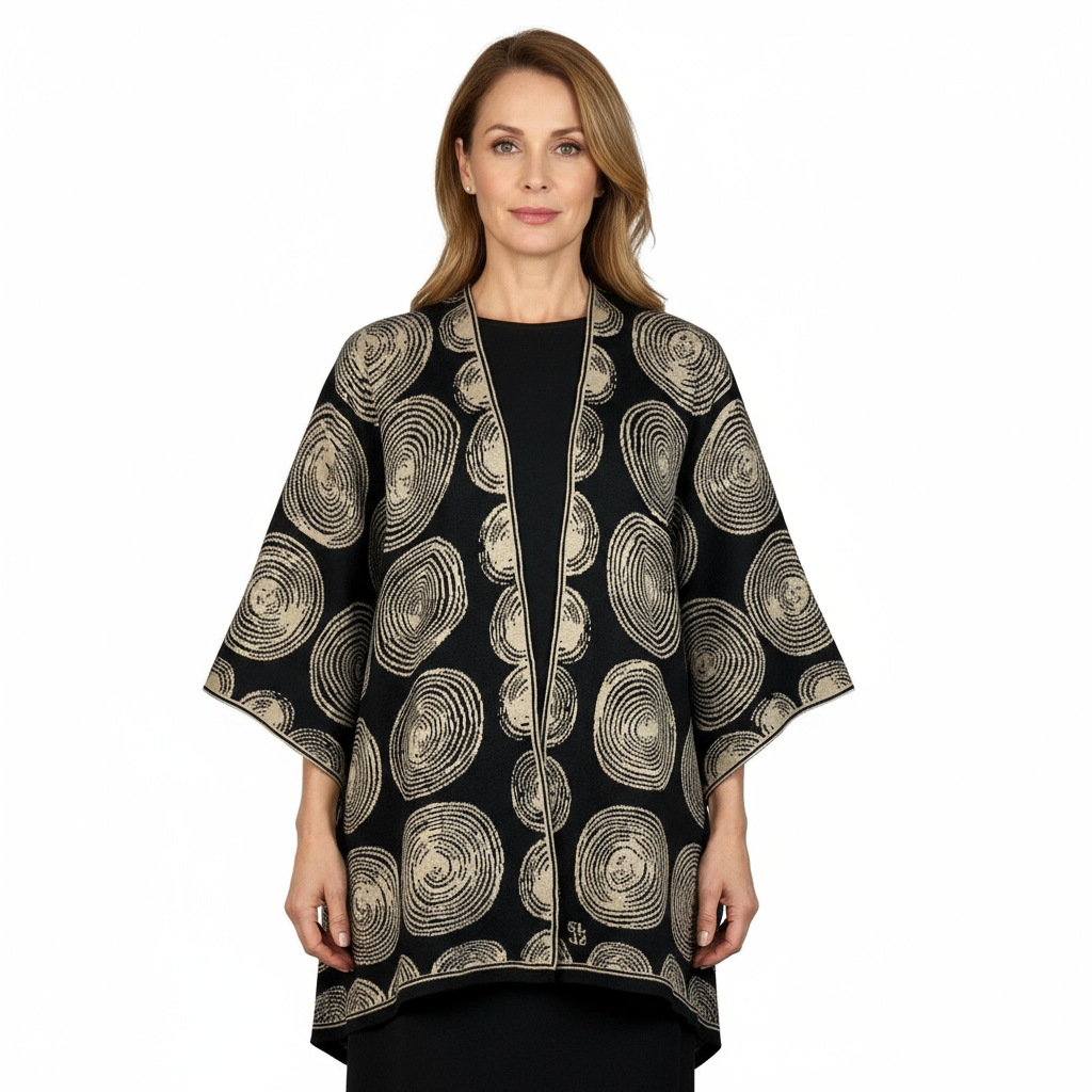 Spirals Cape Black & Sand