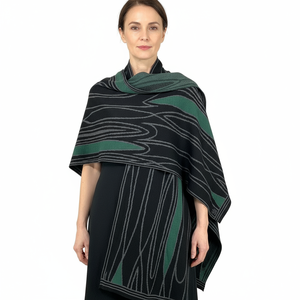 Mid Century Black, Charcoal and Hunter Green