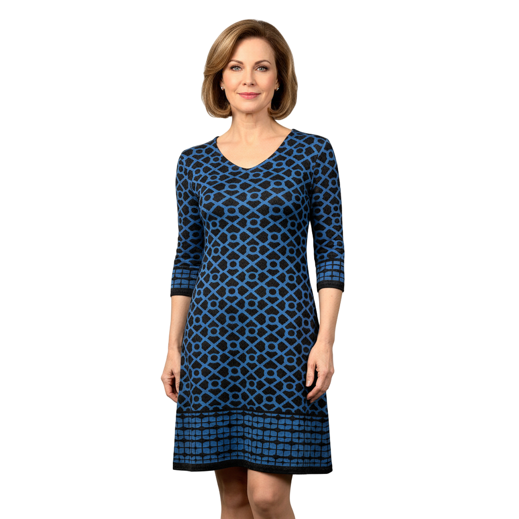 Bus Stop Amanda Dress Black and Mid Blue
