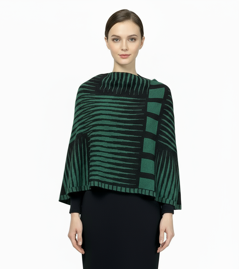 Tides: Reversible Black Hunter Shawl Scarf Wrap