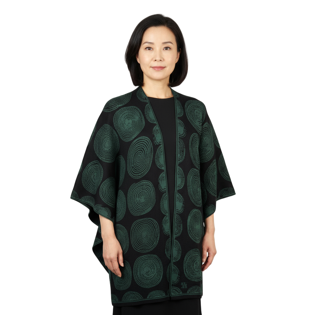 Spirals Cape Black & Hunter Green