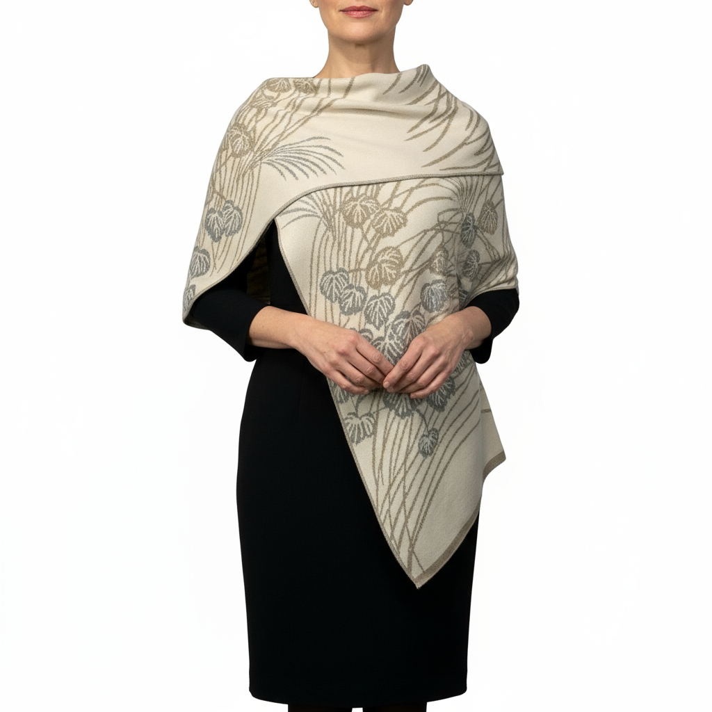 Moonscape Shawl Wrap Cream, Sand, Light Grey