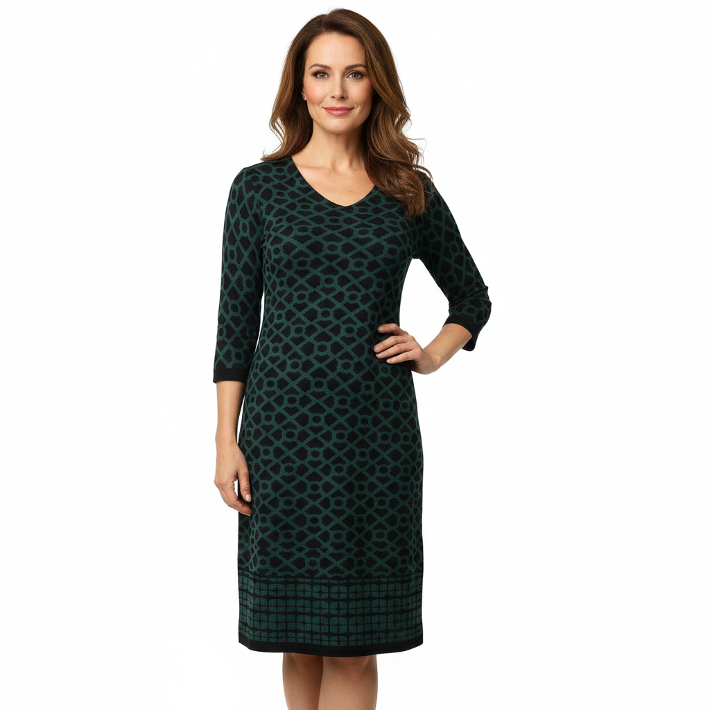 Bus Stop Amanda Dress Black and Hunter Green