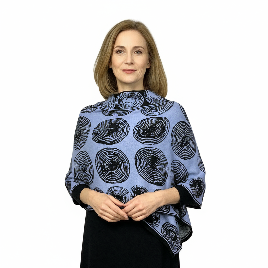 Spirals BlackPeriwinkle Blue Shawl Scarf Wrap