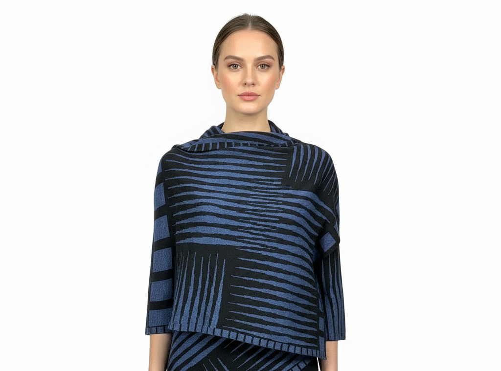 Tides: Reversible black/denim Shawl Scarf Wrap