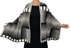 Tides: Reversible black/cream Shawl Scarf Wrap