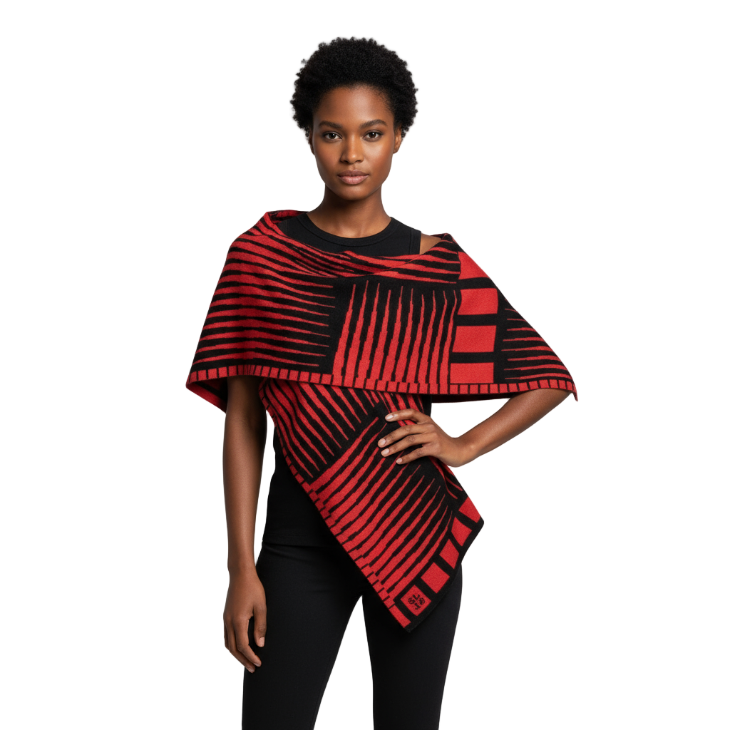 Tides: Reversible black/red Shawl Scarf Wrap