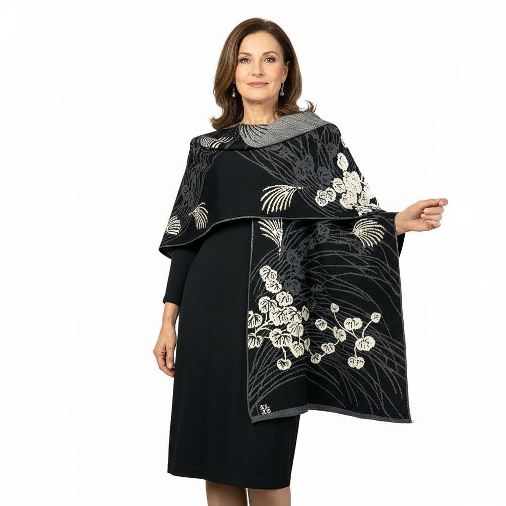 Moon Vine Cape Black, Grey, Cream