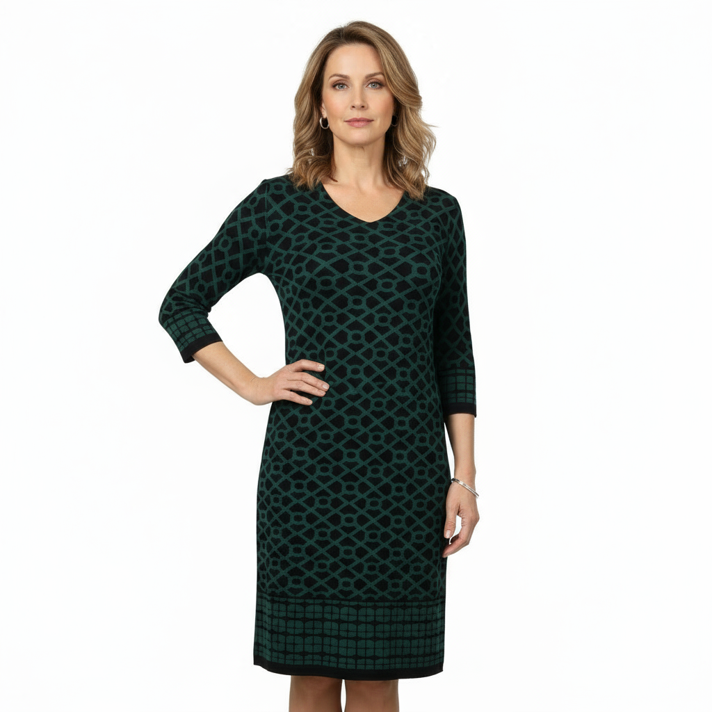 Bus Stop Amanda Dress Black and Hunter Green