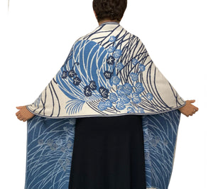 Moonscape Shawl Scarf Wrap Black, Dark Grey, Light Blue