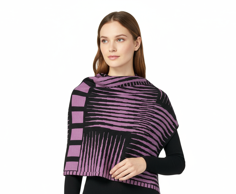 Tides: Reversible black/lilac Shawl Scarf Wrap