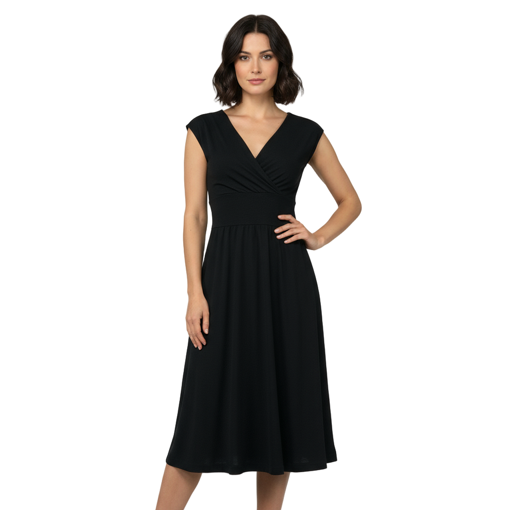 Solid Black Cotton Bamboo RUby Dress