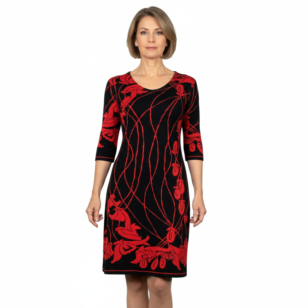 Water Lily Amanda Dress Black and Red