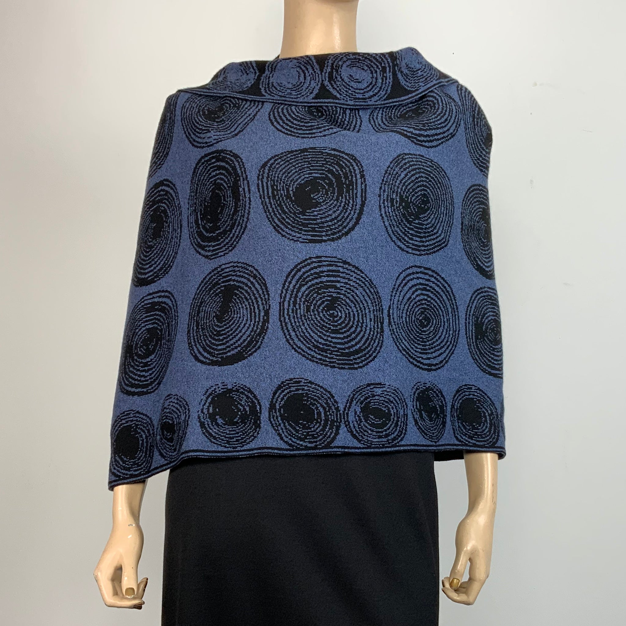 Spirals Denim Black Shawl Scarve Wrap