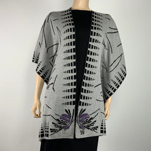 Blossom Cape Light Grey, Black, Purple